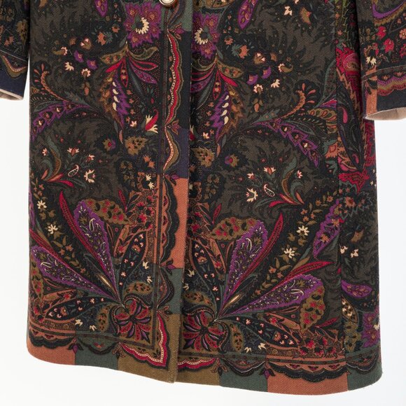 Etro Green Paisley Wool Buttoned Chester Coat - Picture 6 of 11